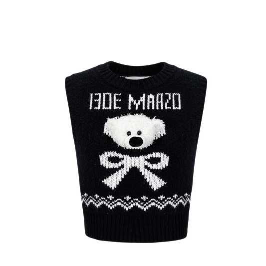 13DE MARZO Fair Isle Bear Knit Vest