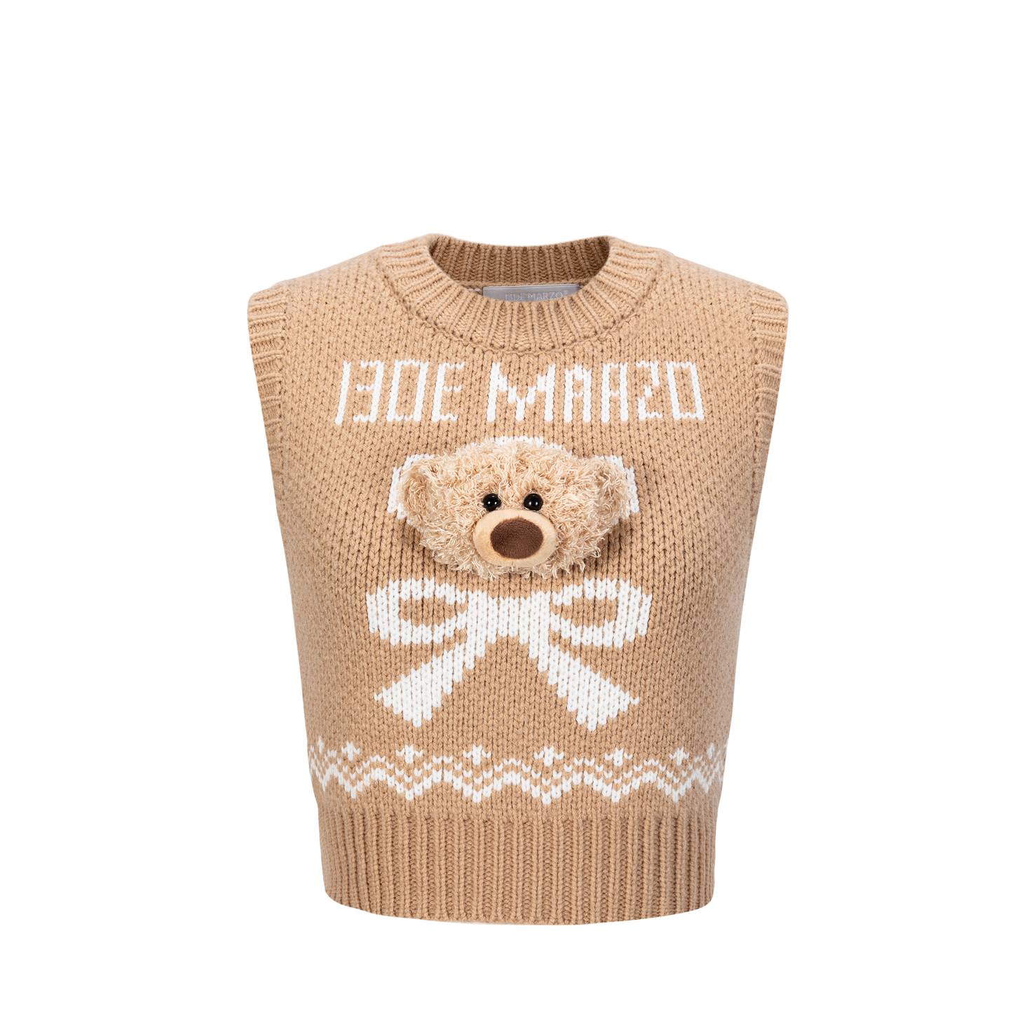 13DE MARZO Fair Isle Bear Knit Vest