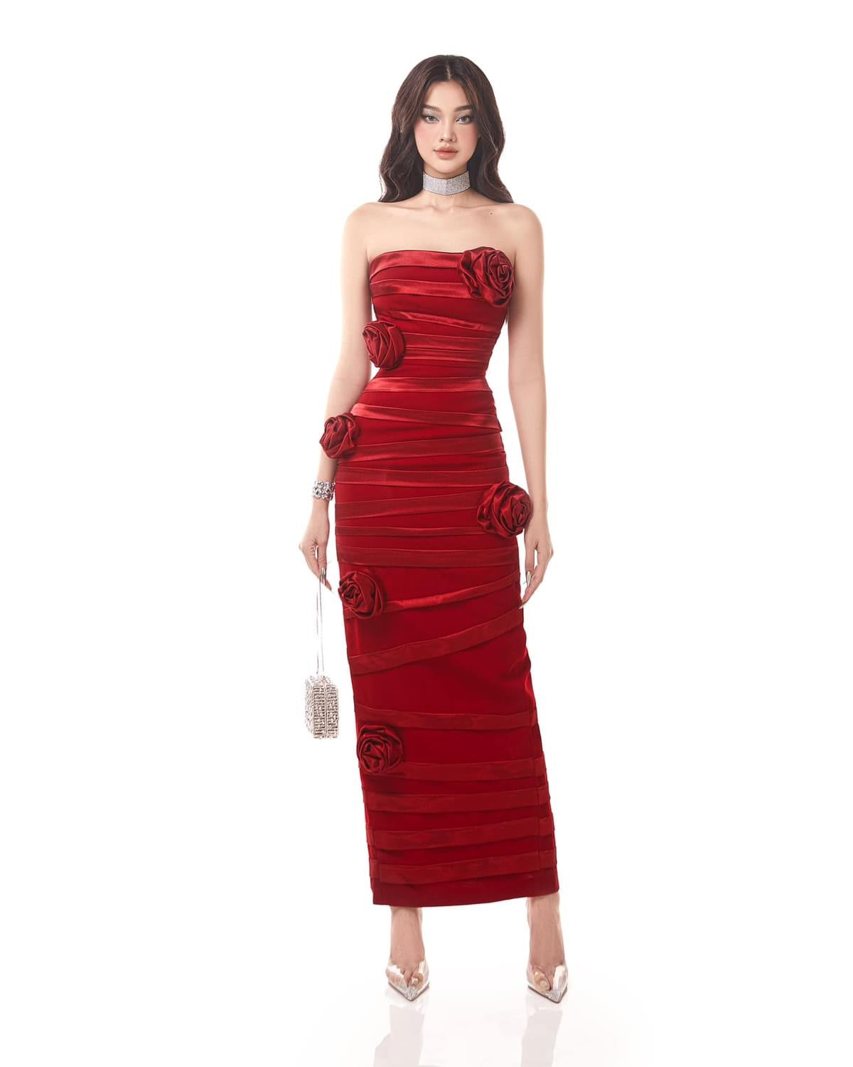 Mael Femme Rose Tube Midi Dress