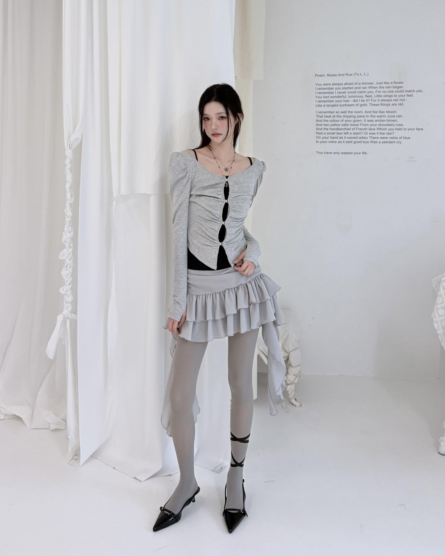 Newalrin Tutu Chiffon Winged Shirred Skirt