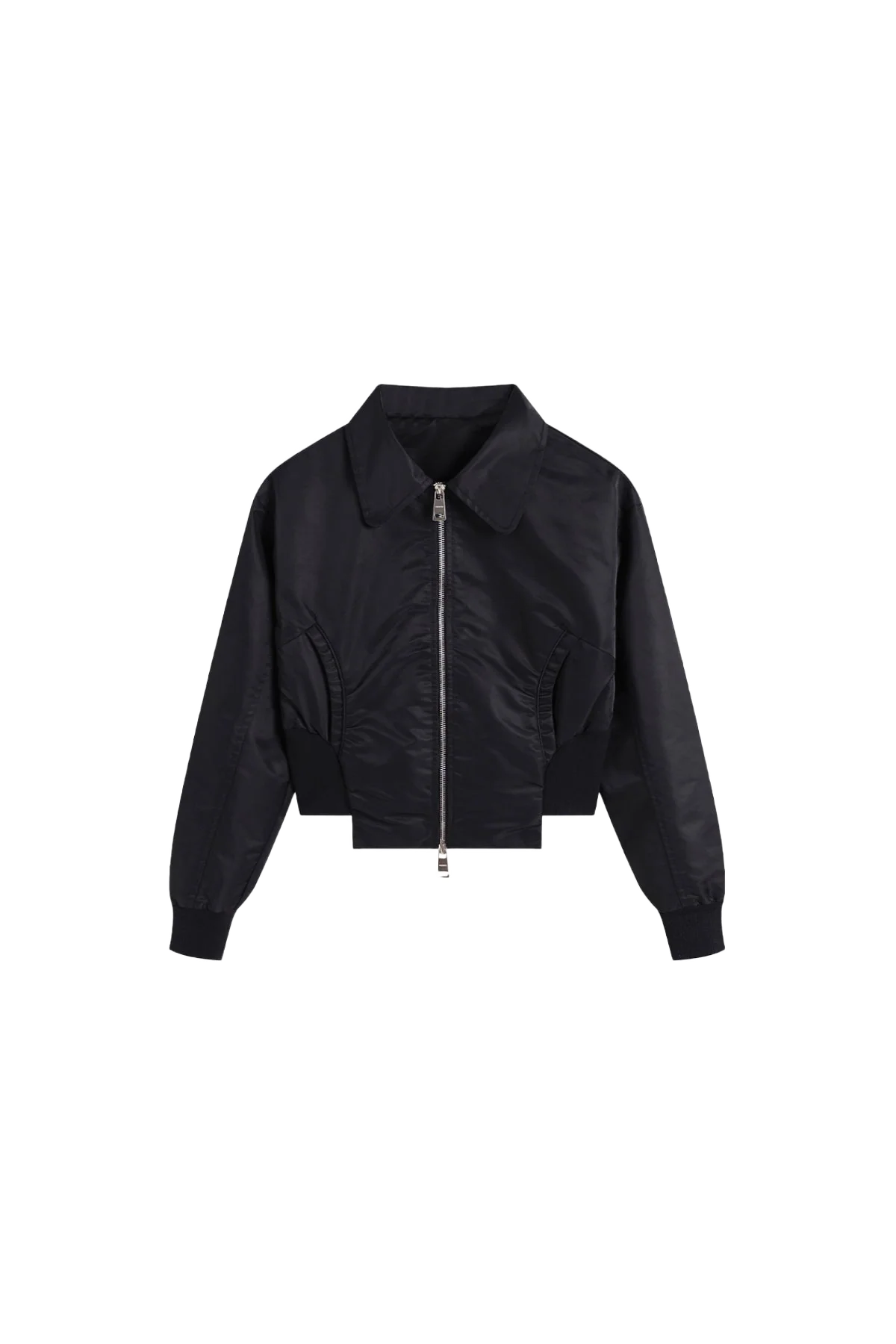 YJ Collared Double Zip Jacket In Black