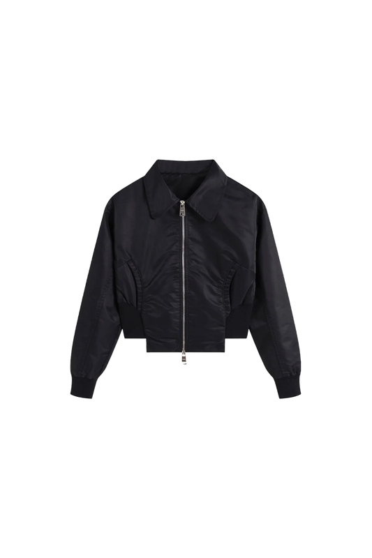 YJ Collared Double Zip Jacket In Black