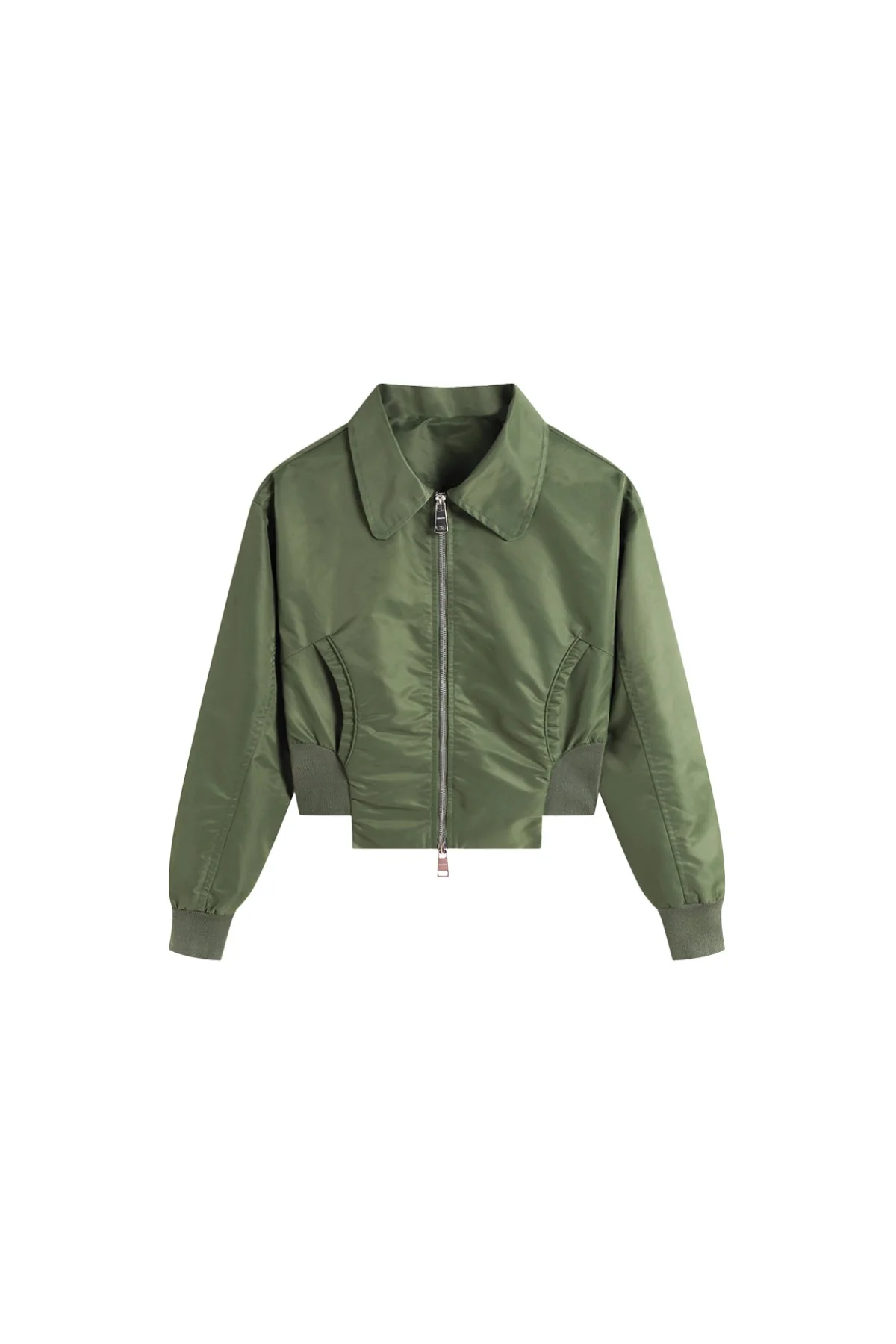YJ Collared Double Zip Jacket In Green