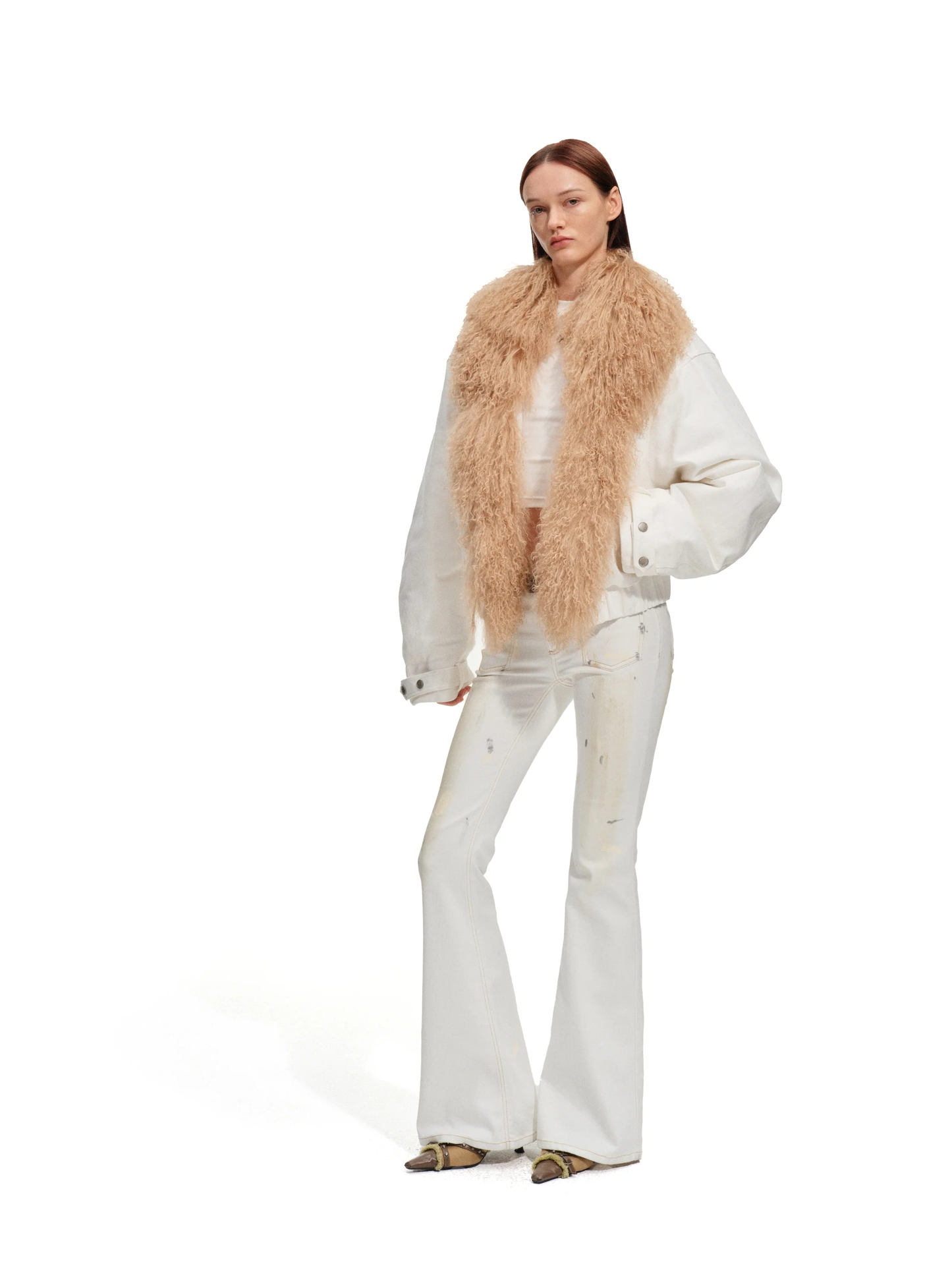 Naws Polar Denim Padded Coat with Fur Collar