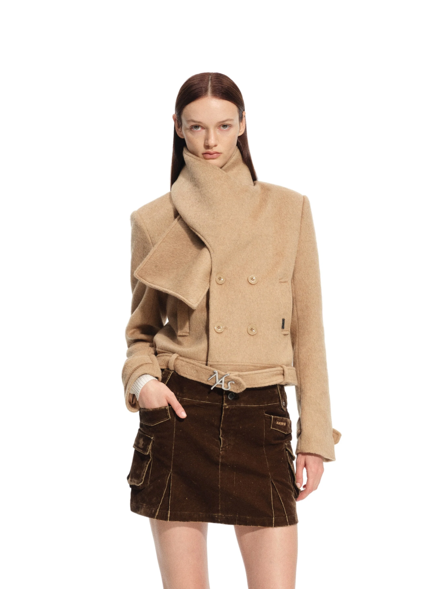 Naws Rose Shawl-Collar Wool Coat