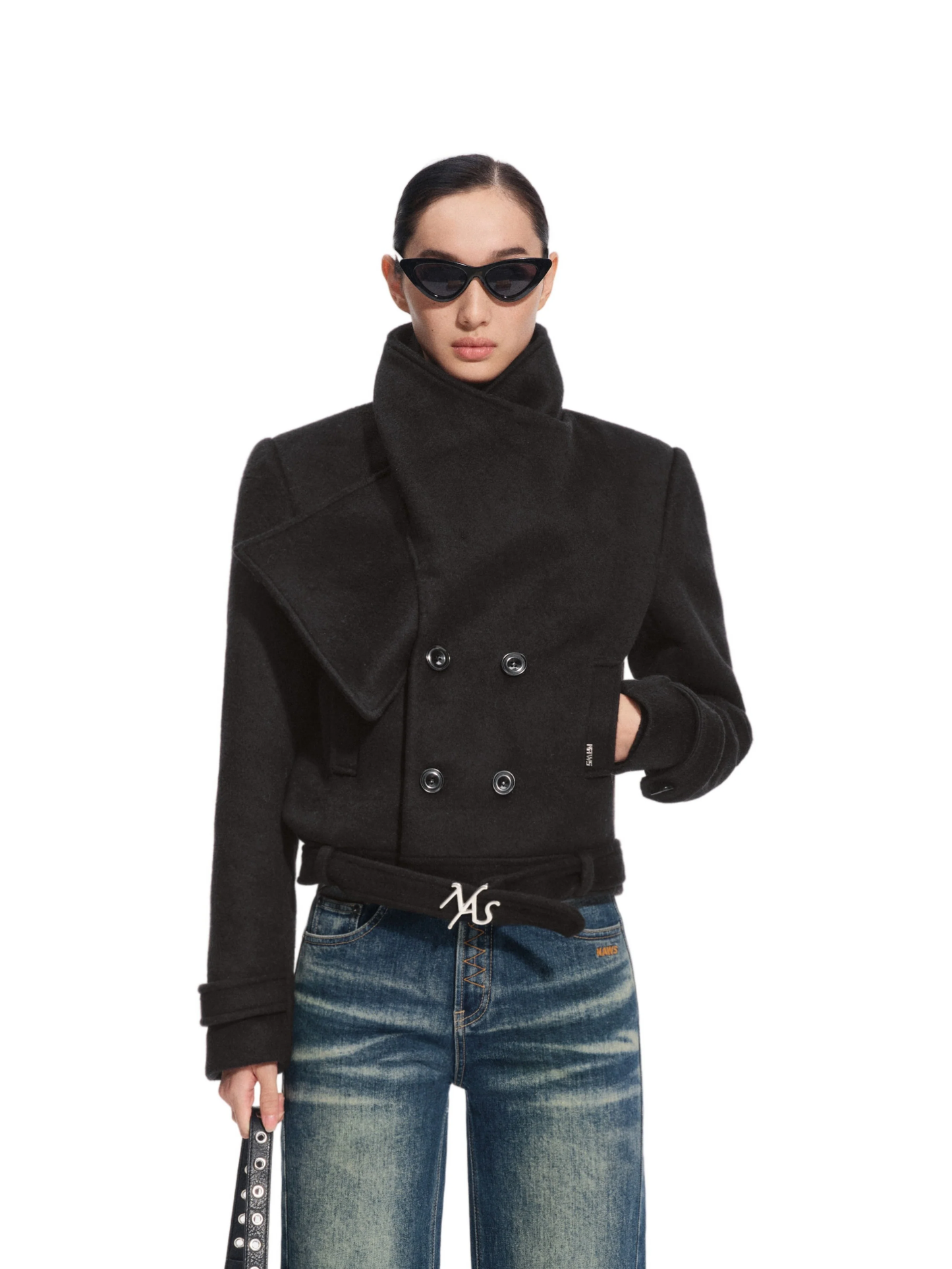 Naws Rose Shawl-Collar Wool Coat