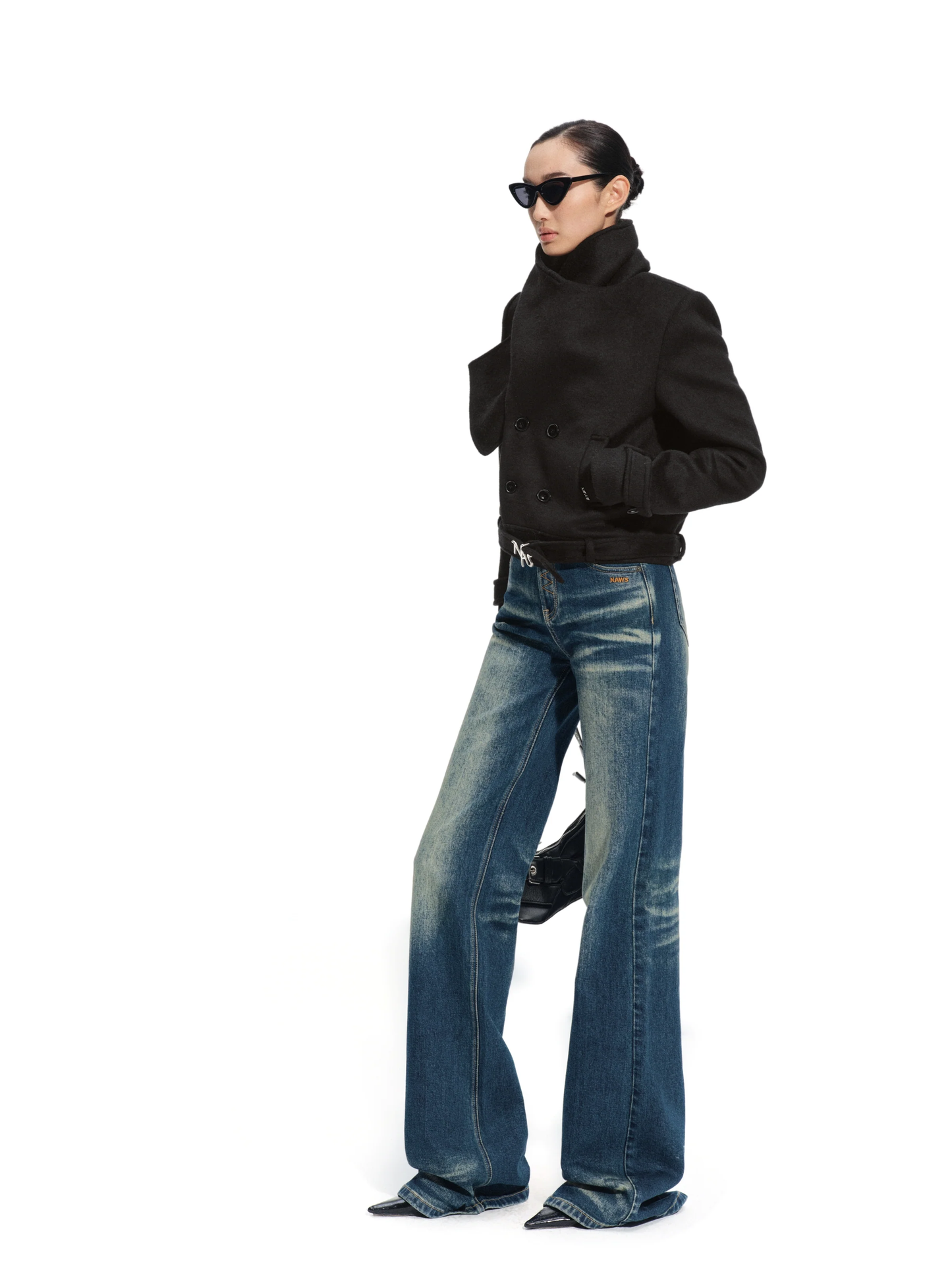 Naws Rose Shawl-Collar Wool Coat