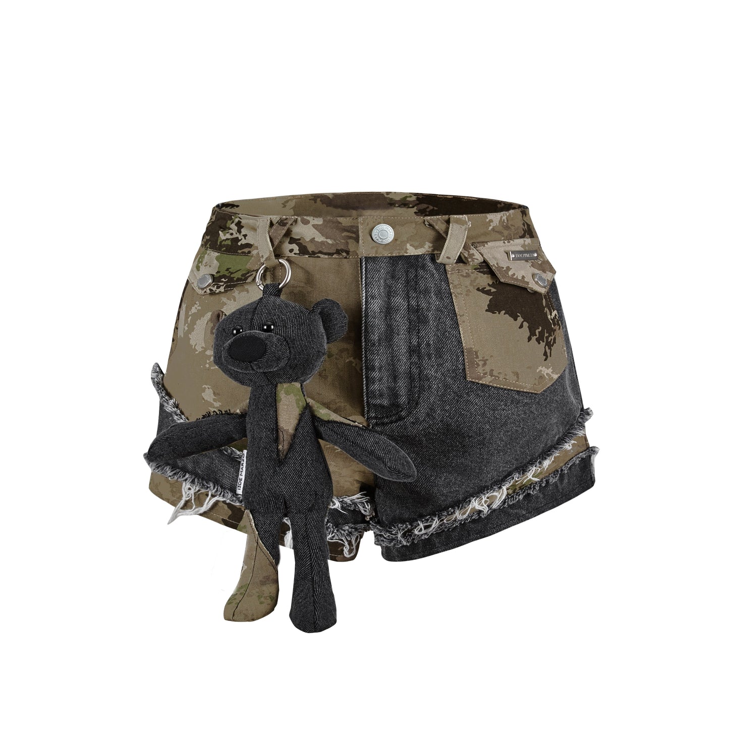 13DE MARZO Camo Patch Denim Shorts