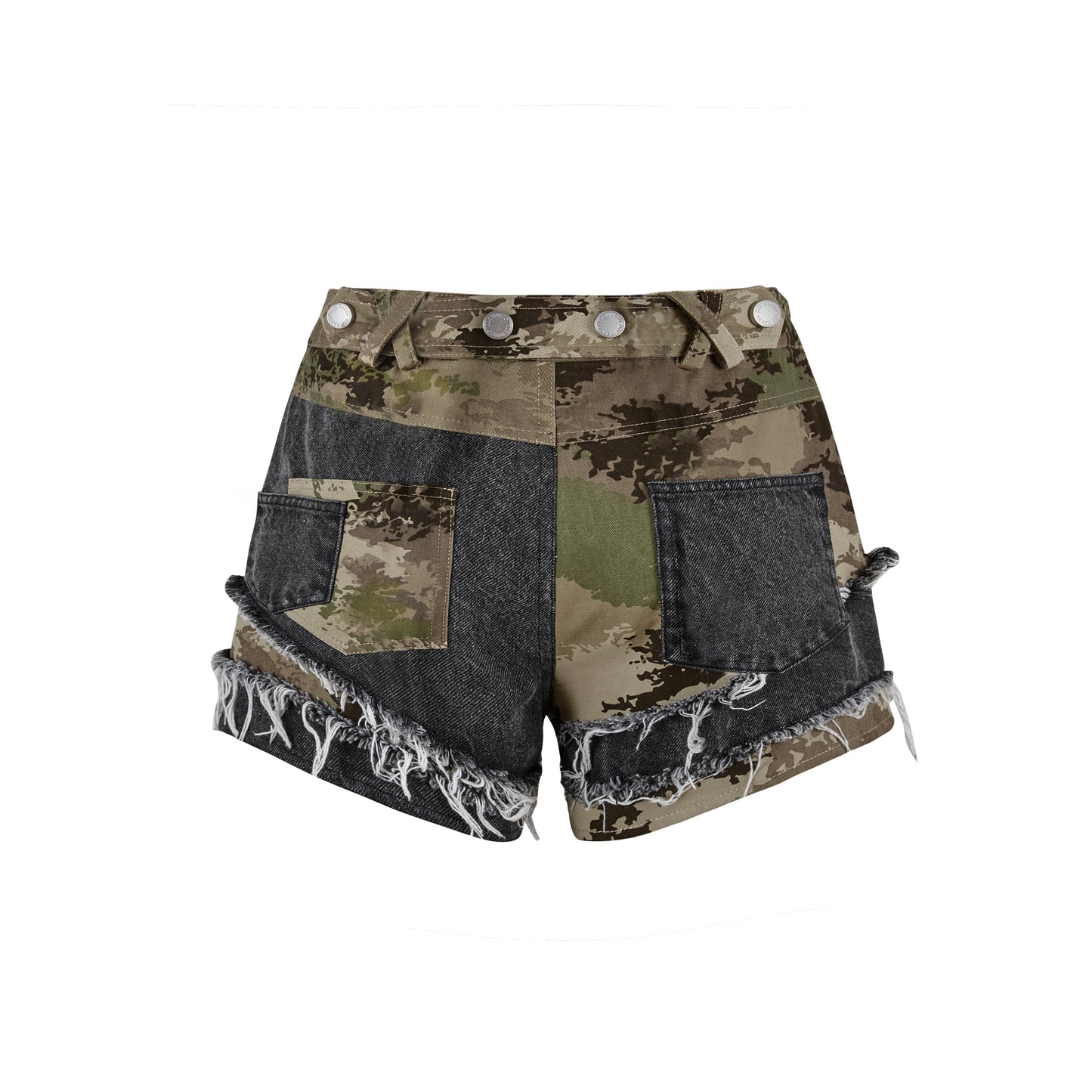 13DE MARZO Camo Patch Denim Shorts