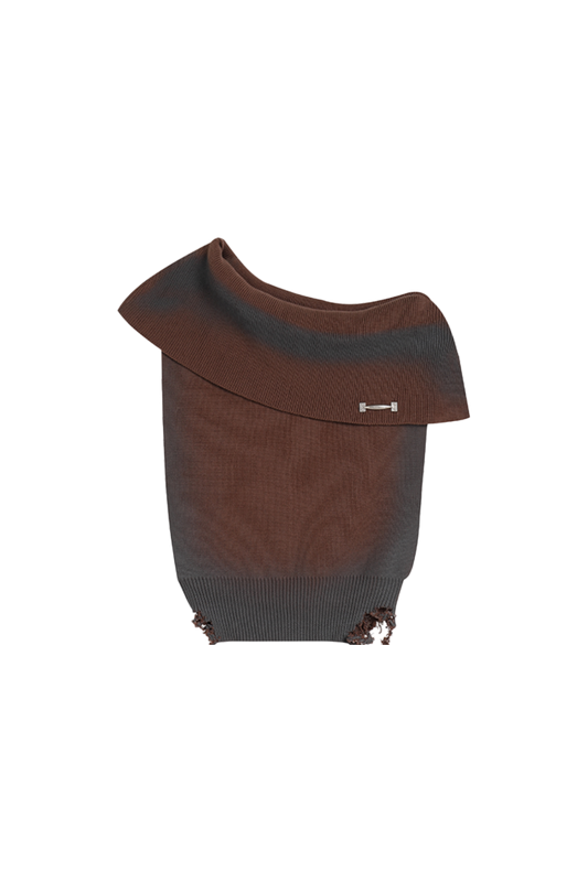 YJ1NGZYZJ One Shoulder Knit Top In Brown