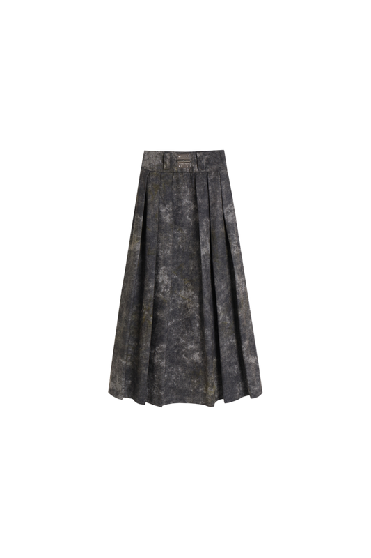 YJ1NGZYZJ Denim Acid-Wash Long Skirt In Gray