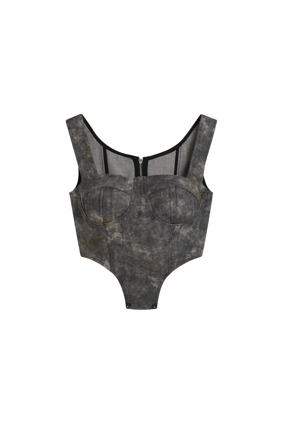 YJ1NGZYZJ Denim Acid-Wash Bustier Top In Gray