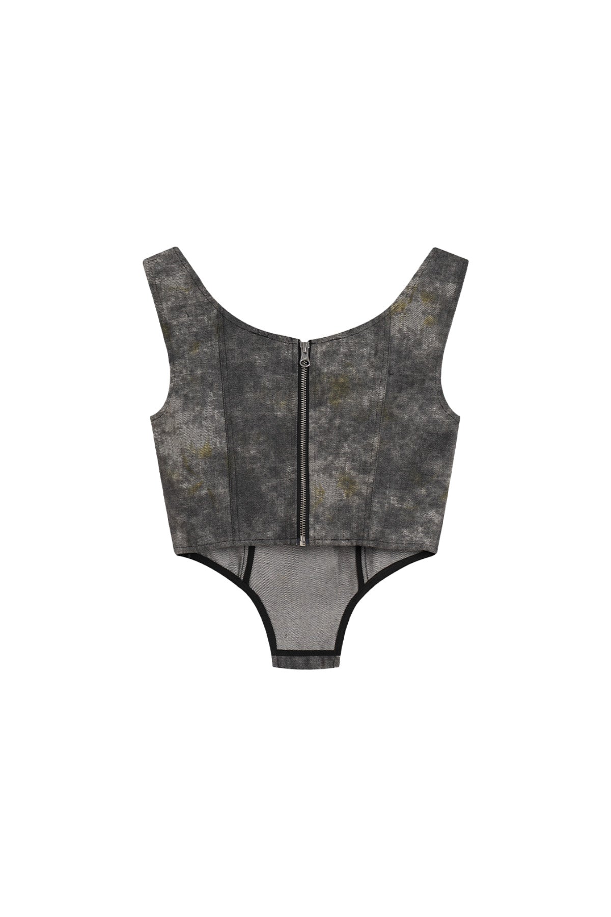 YJ1NGZYZJ Denim Acid-Wash Bustier Top In Gray