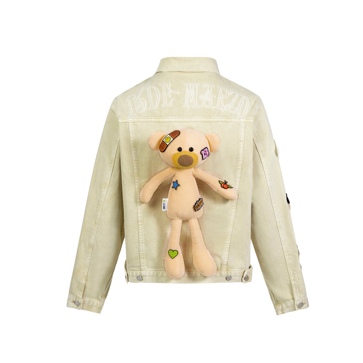 13DE MARZO Palda Bear Velcro Patch Denim Jacket