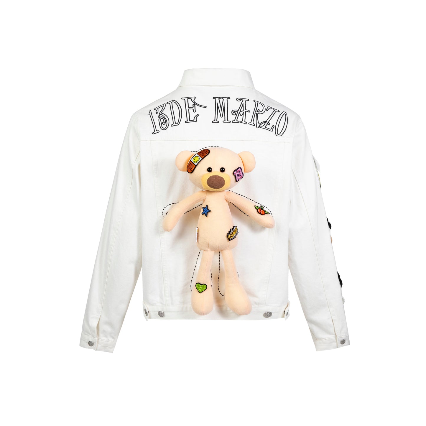 13DE MARZO Palda Bear Velcro Patch Denim Jacket