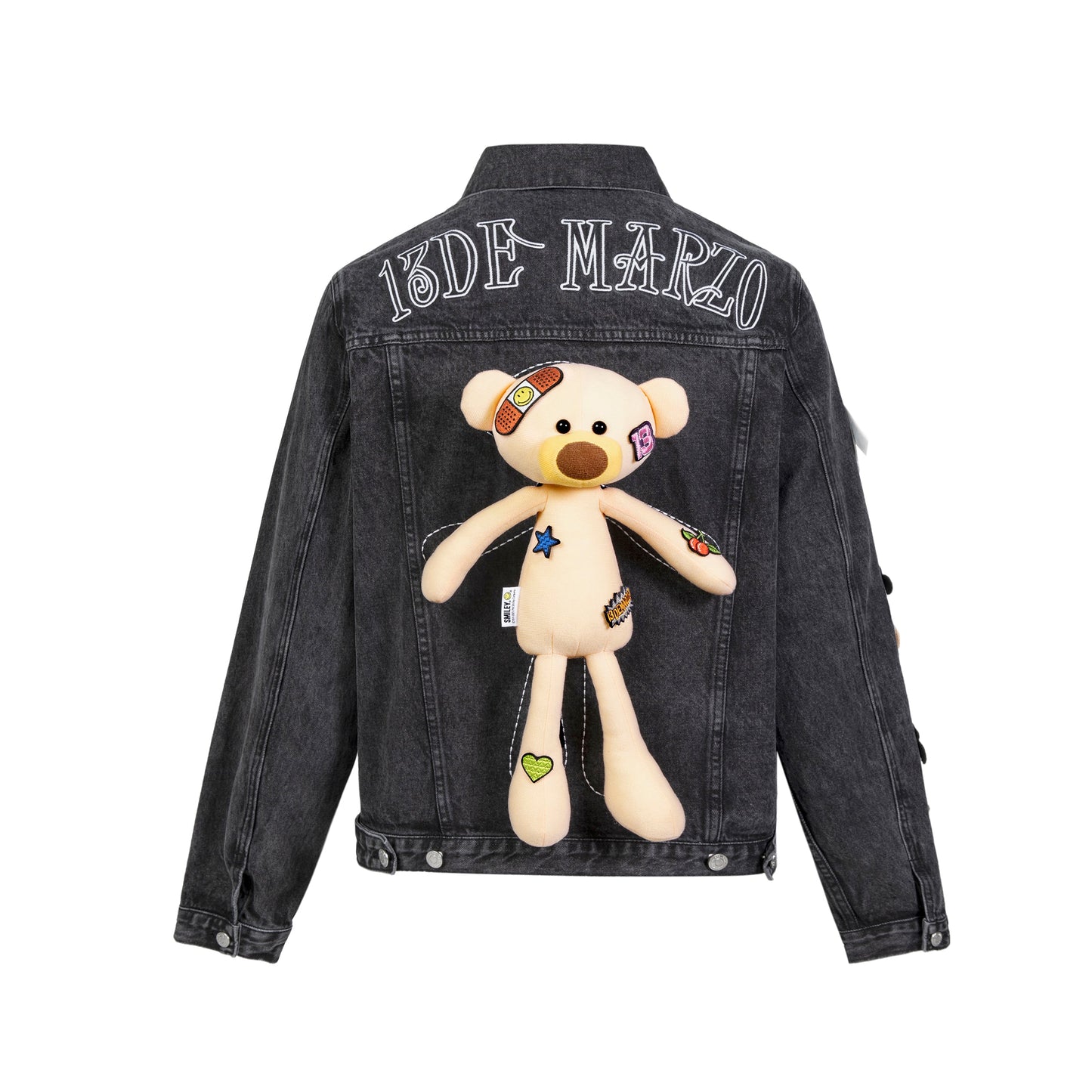 13DE MARZO Palda Bear Velcro Patch Denim Jacket