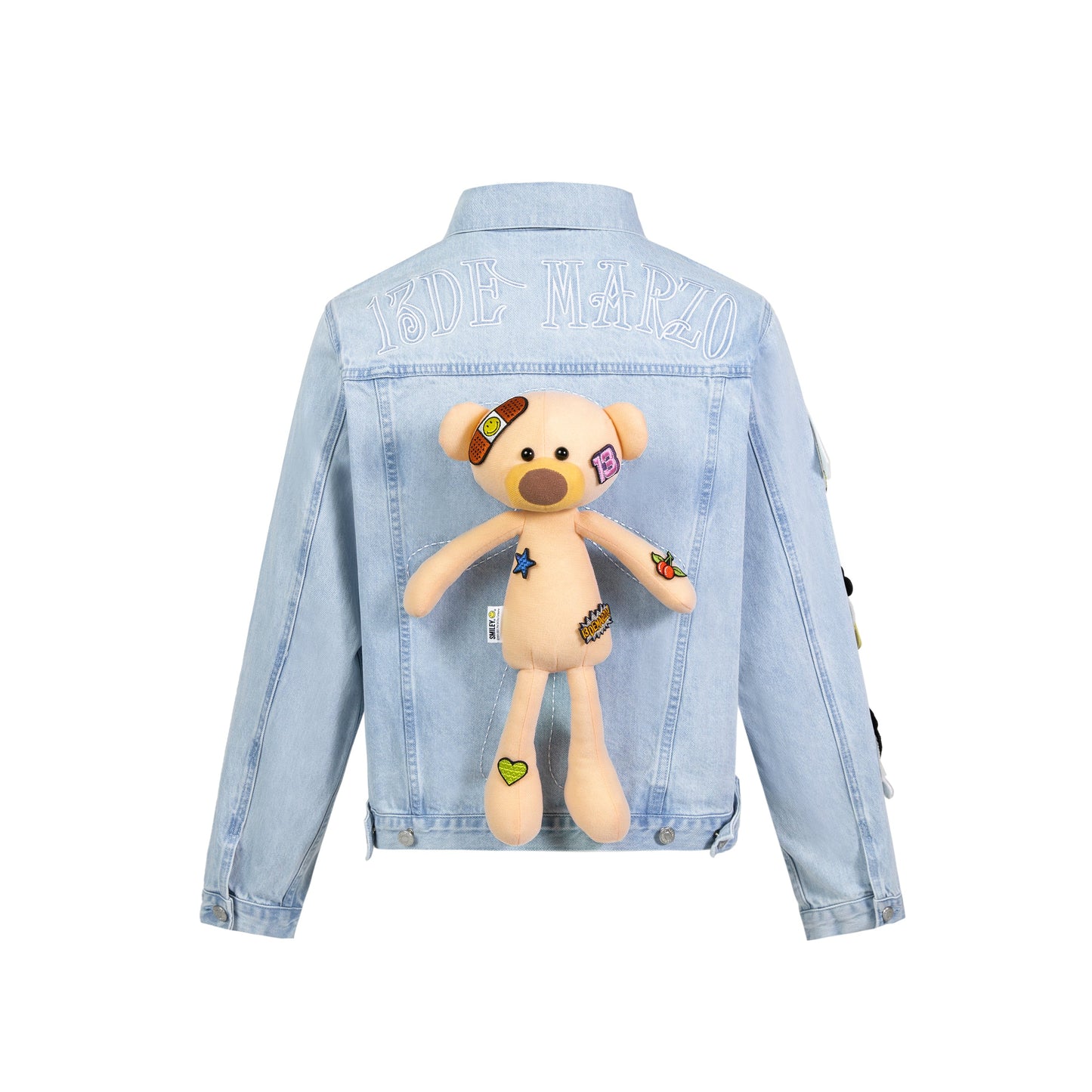 13DE MARZO Palda Bear Velcro Patch Denim Jacket