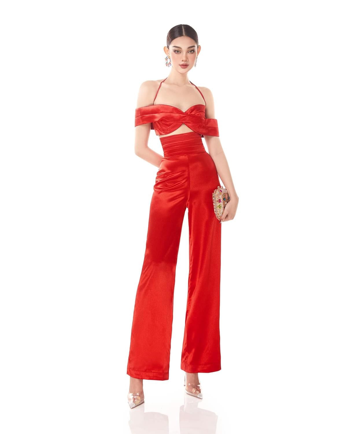 Mael Femme Red Halter Jumpsuits