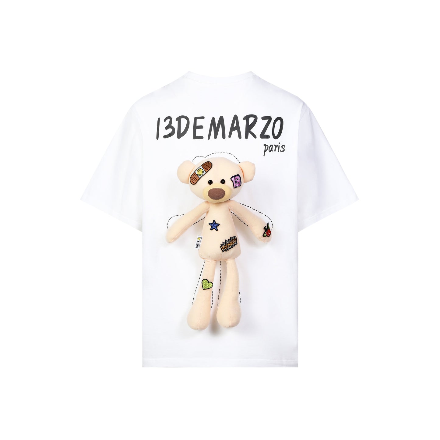 13DE MARZO Palda Bear Velcro Patch Letter T-shirt