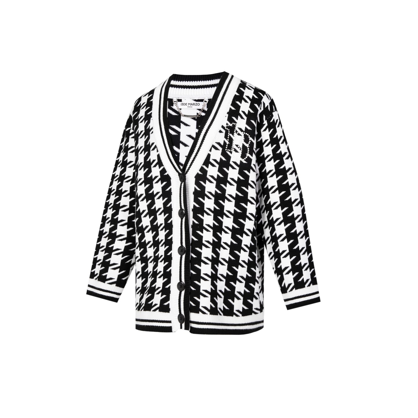 13DE MARZO Palda Bear Houndstooth Cardigan