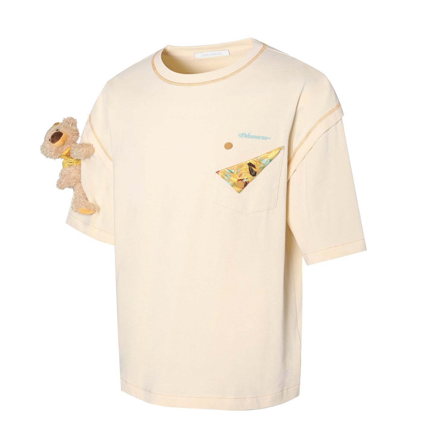 13DE MARZO Shoulder Palda Bear Van Gogh Sunflowers/The Starry Night T-shirt