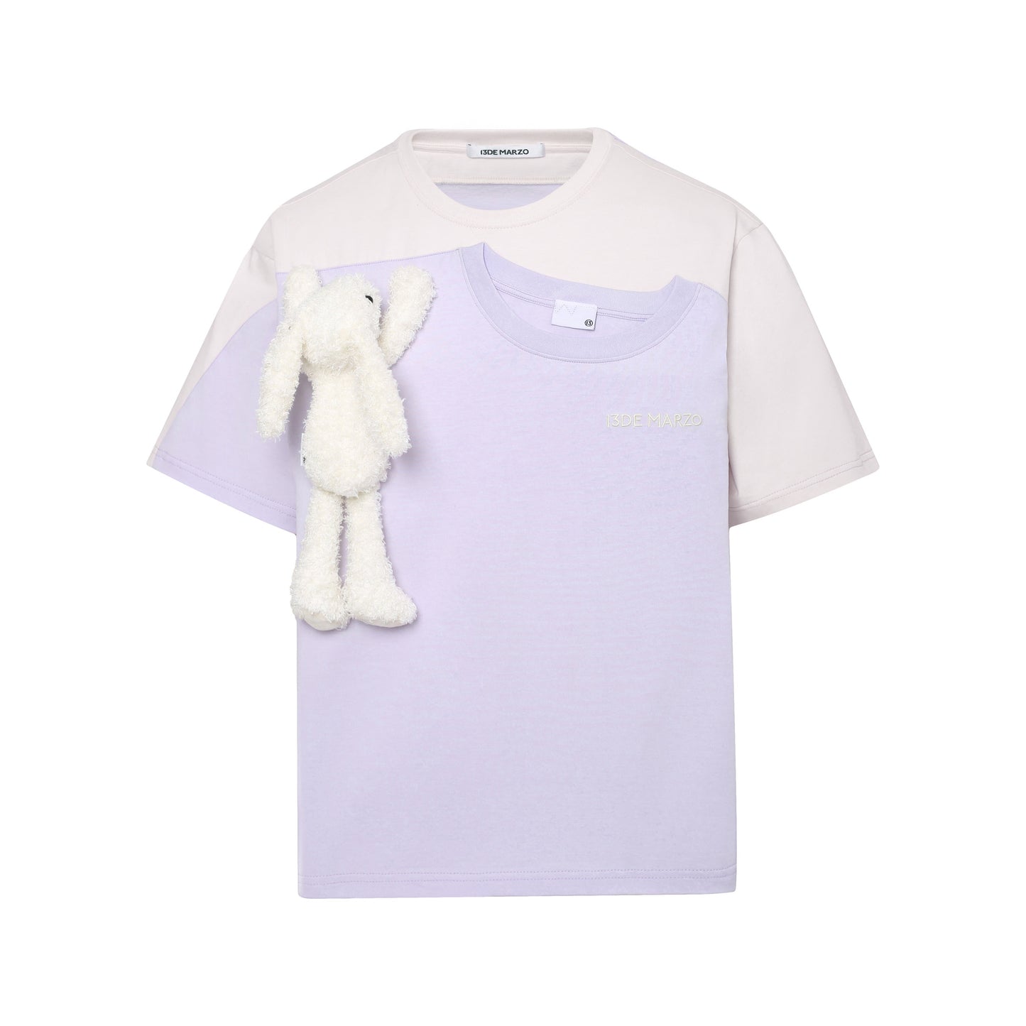 13DE MARZO Fake-2-Piece Plush Bear T-shirt