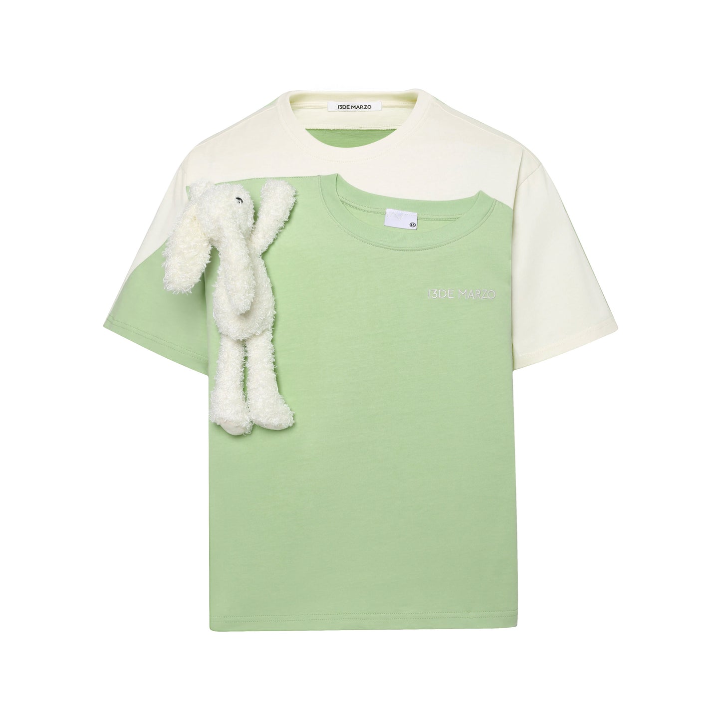 13DE MARZO Fake-2-Piece Plush Bear T-shirt