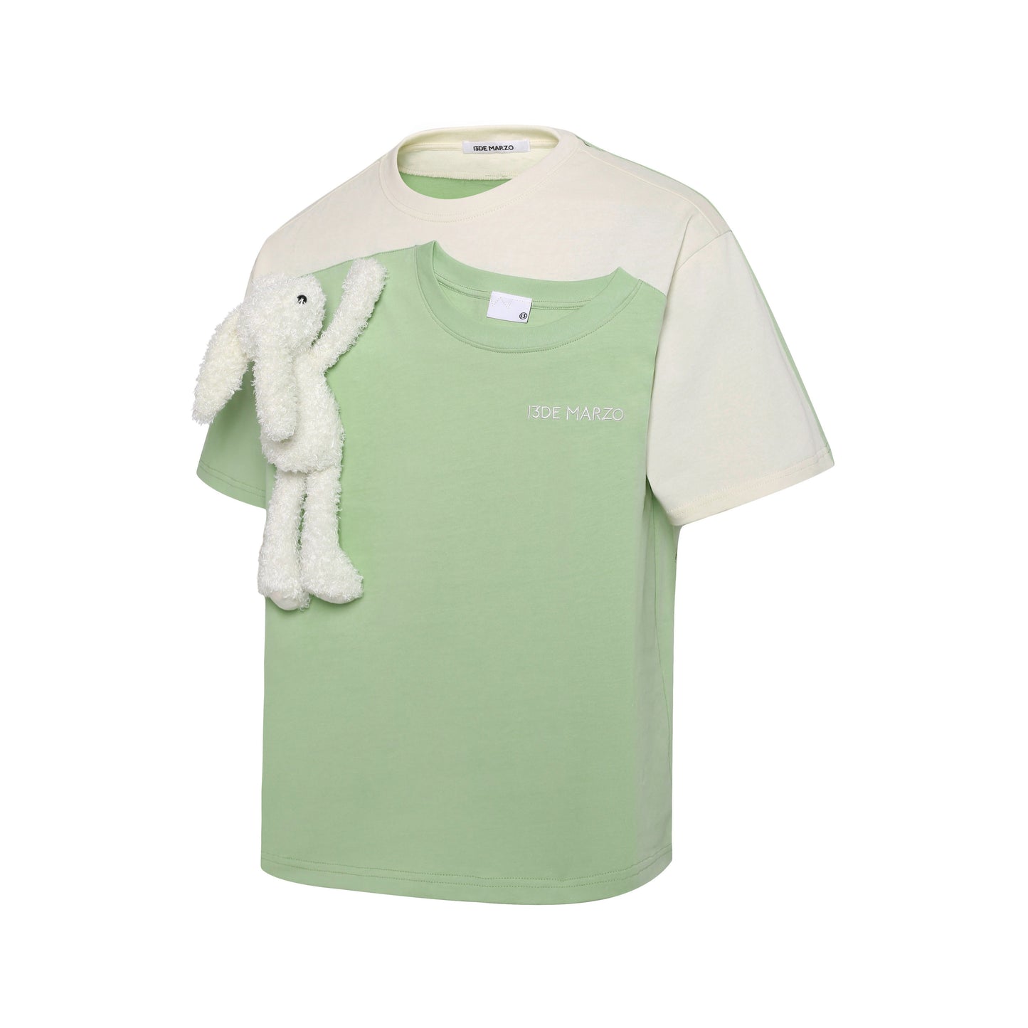 13DE MARZO Fake-2-Piece Plush Bear T-shirt