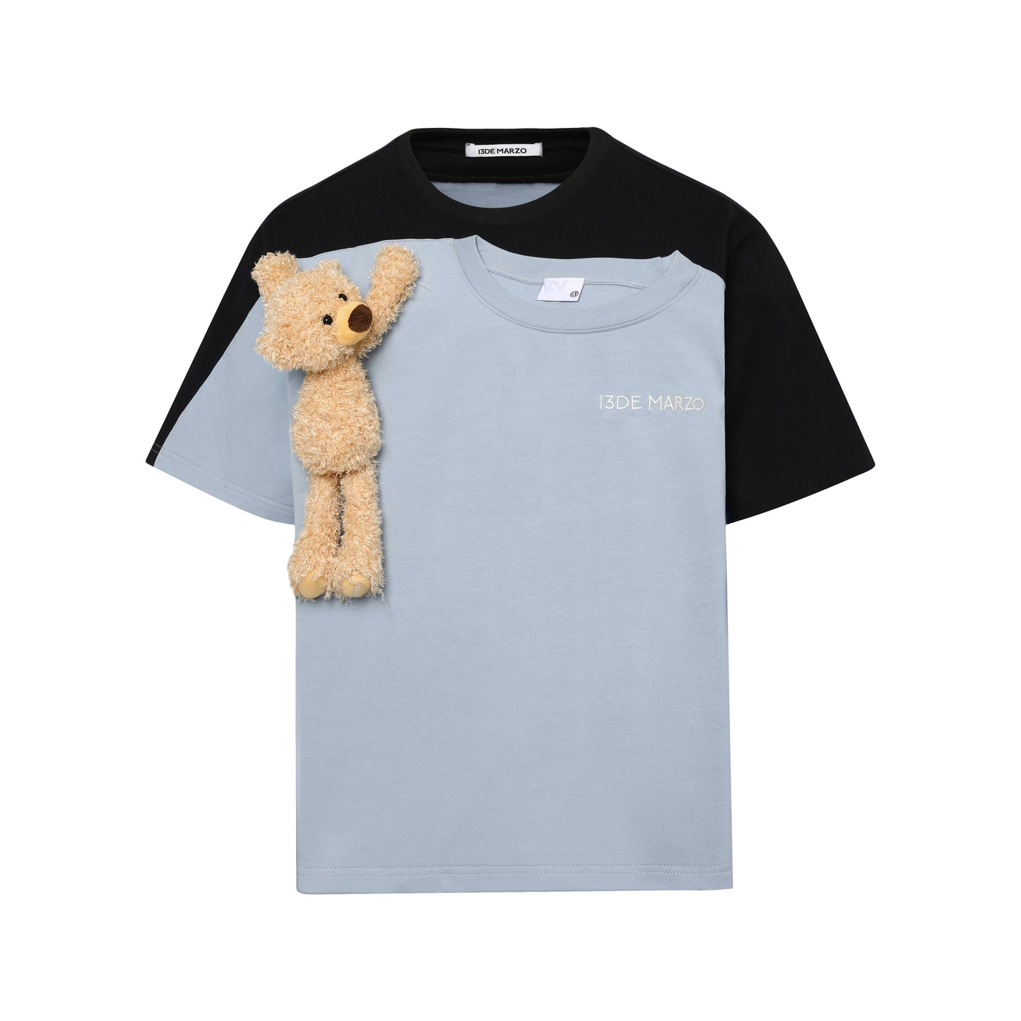 13DE MARZO Fake-2-Piece Plush Bear T-shirt