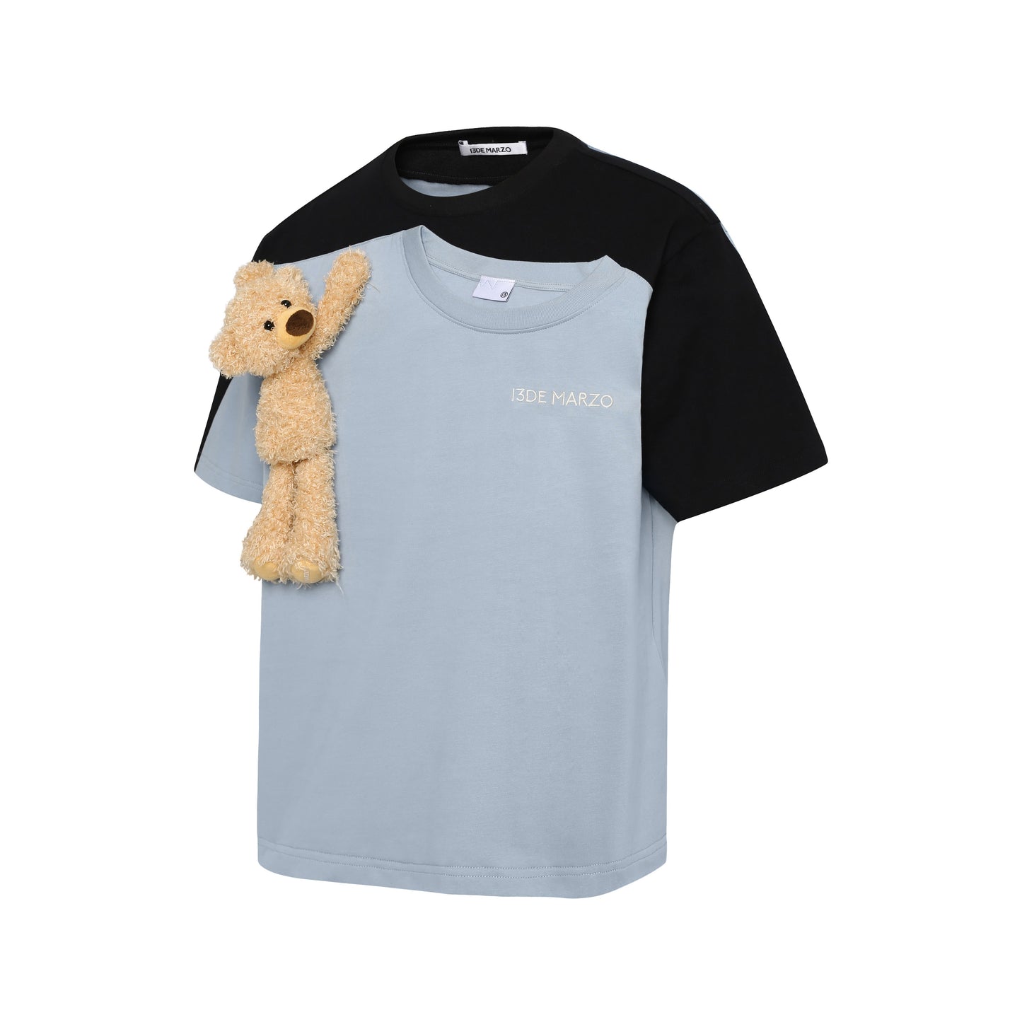 13DE MARZO Fake-2-Piece Plush Bear T-shirt