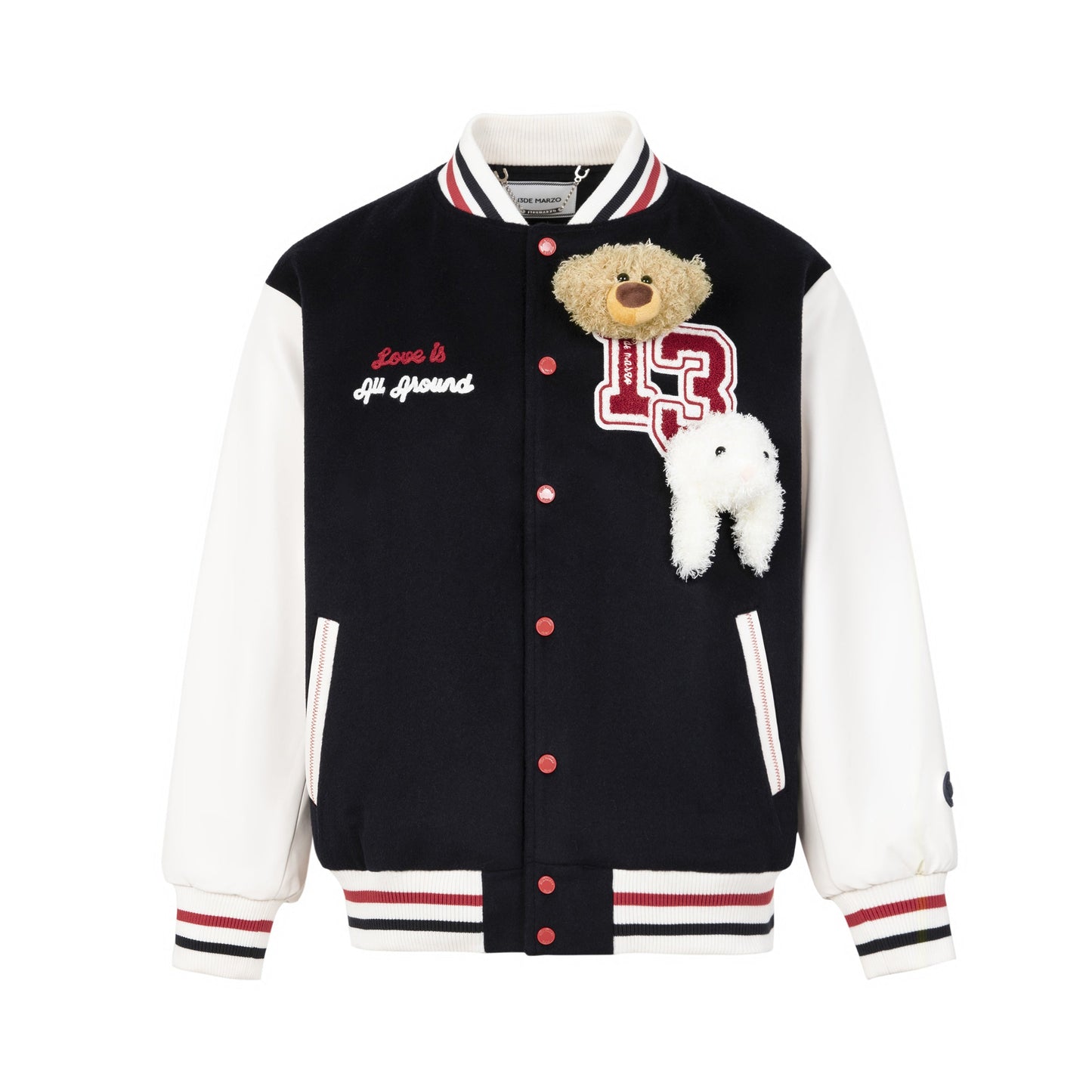 13DE MARZO Bear Wearing Baseball Jacket