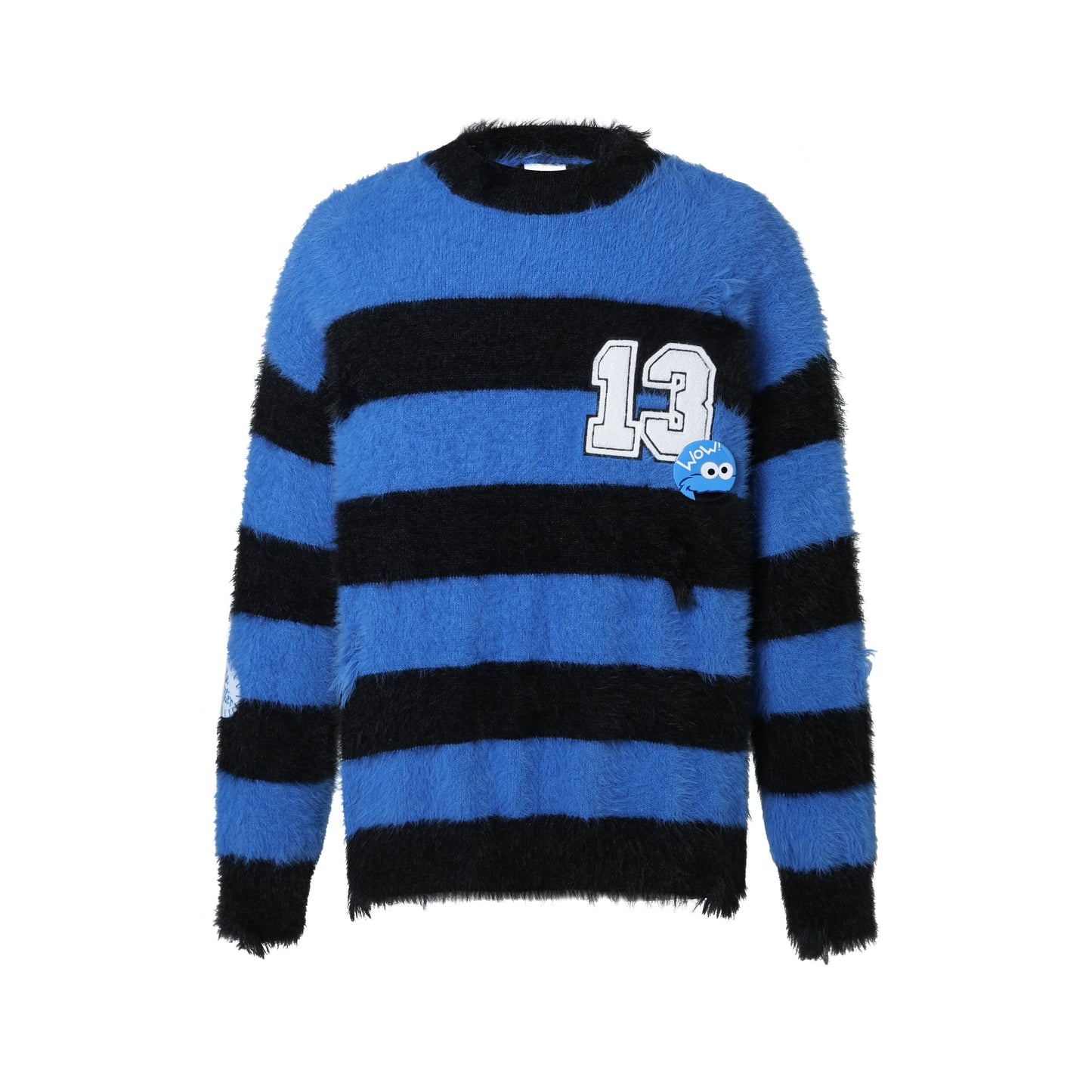 13DE MARZO Elmo Bear Artificial Fur Stripe Sweater