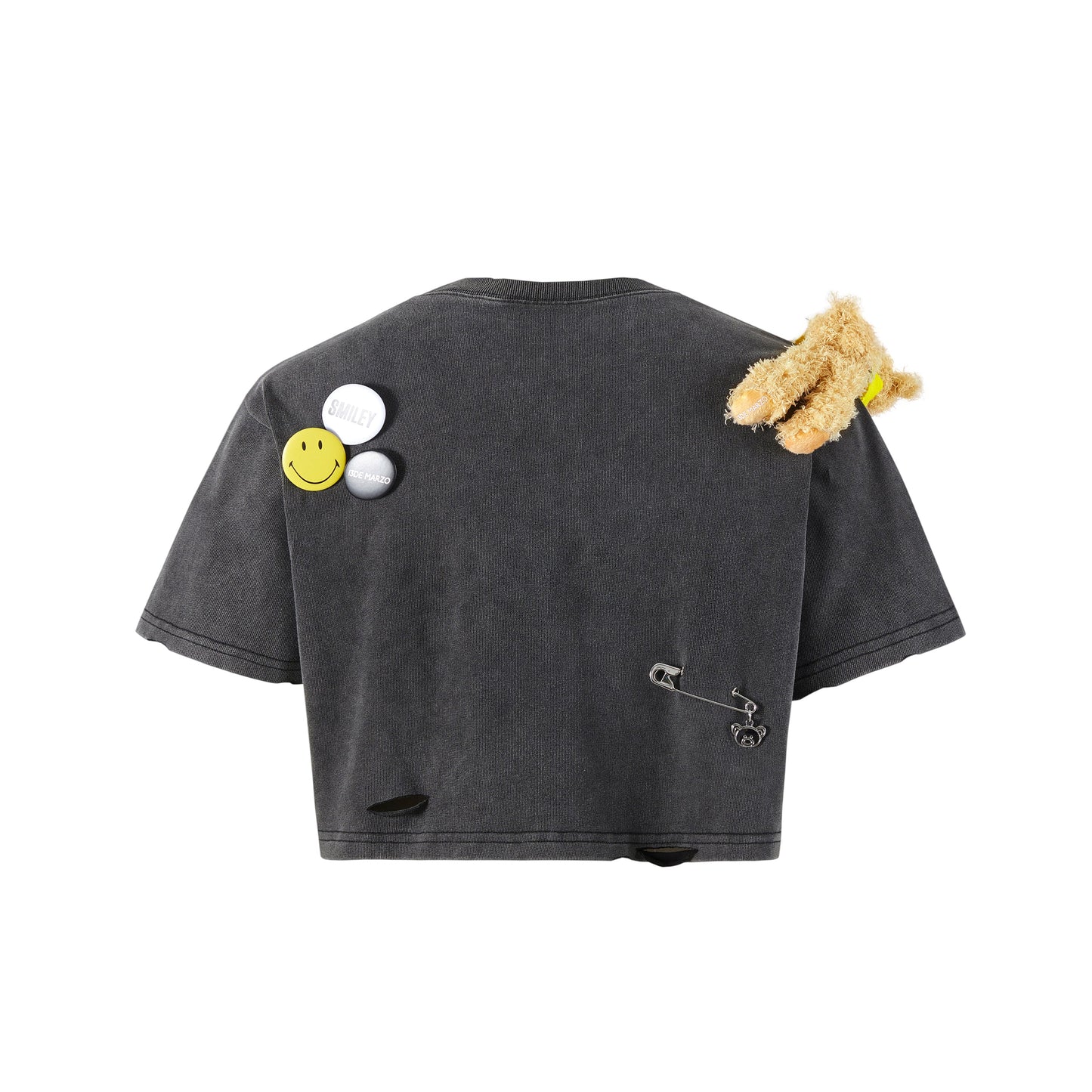 13DE MARZO Broken Pin Badge Bear Short T-shirt