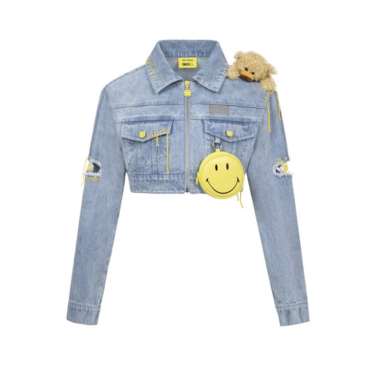 13DE MARZO Broken Suture Short Denim Jacket