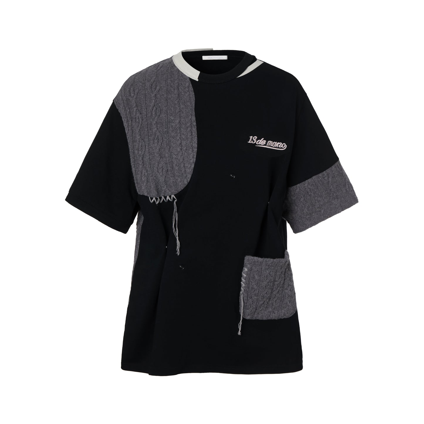 13DE MARZO Bear Knit Suture T-shirt