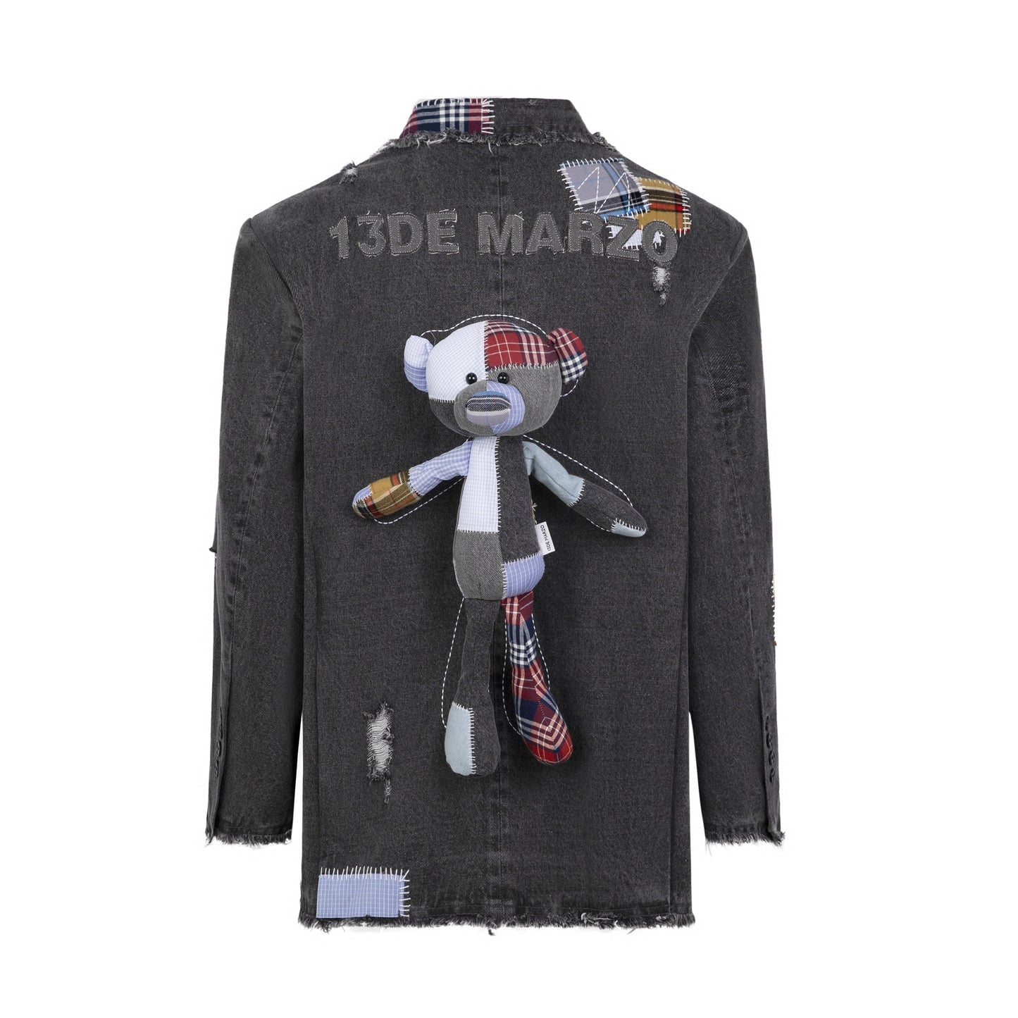 13DE MARZO Bear Patch Suture Denim Suit