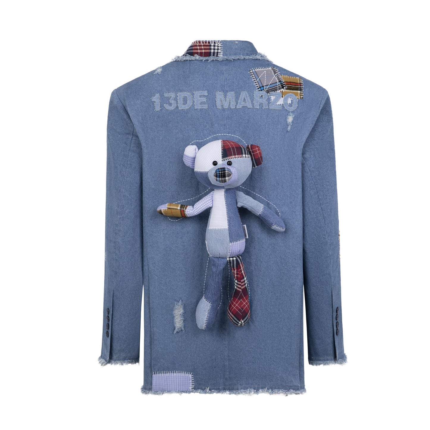 13DE MARZO Bear Patch Suture Denim Suit