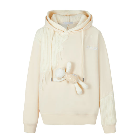 13DE MARZO Bear Knit Suture Layered Hoodie