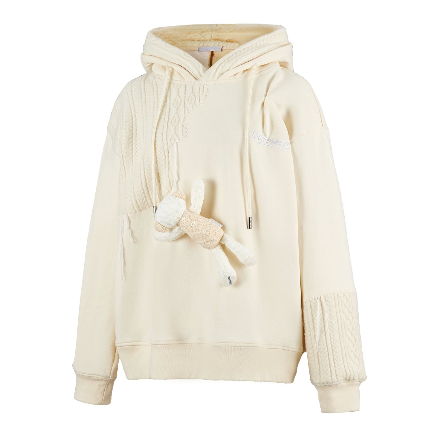 13DE MARZO Bear Knit Suture Layered Hoodie