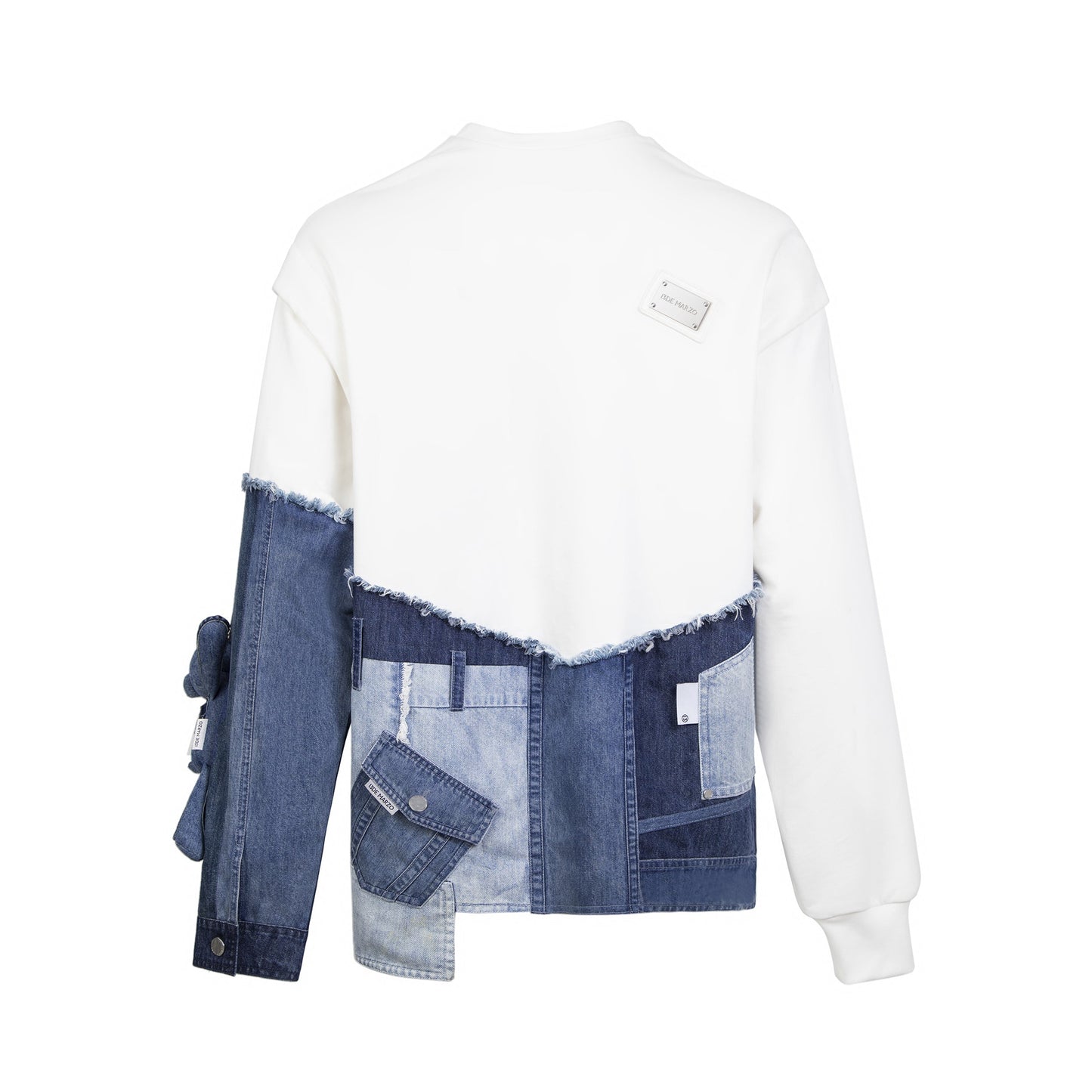 13DE MARZO Deconstruction Denim Patch Sweater