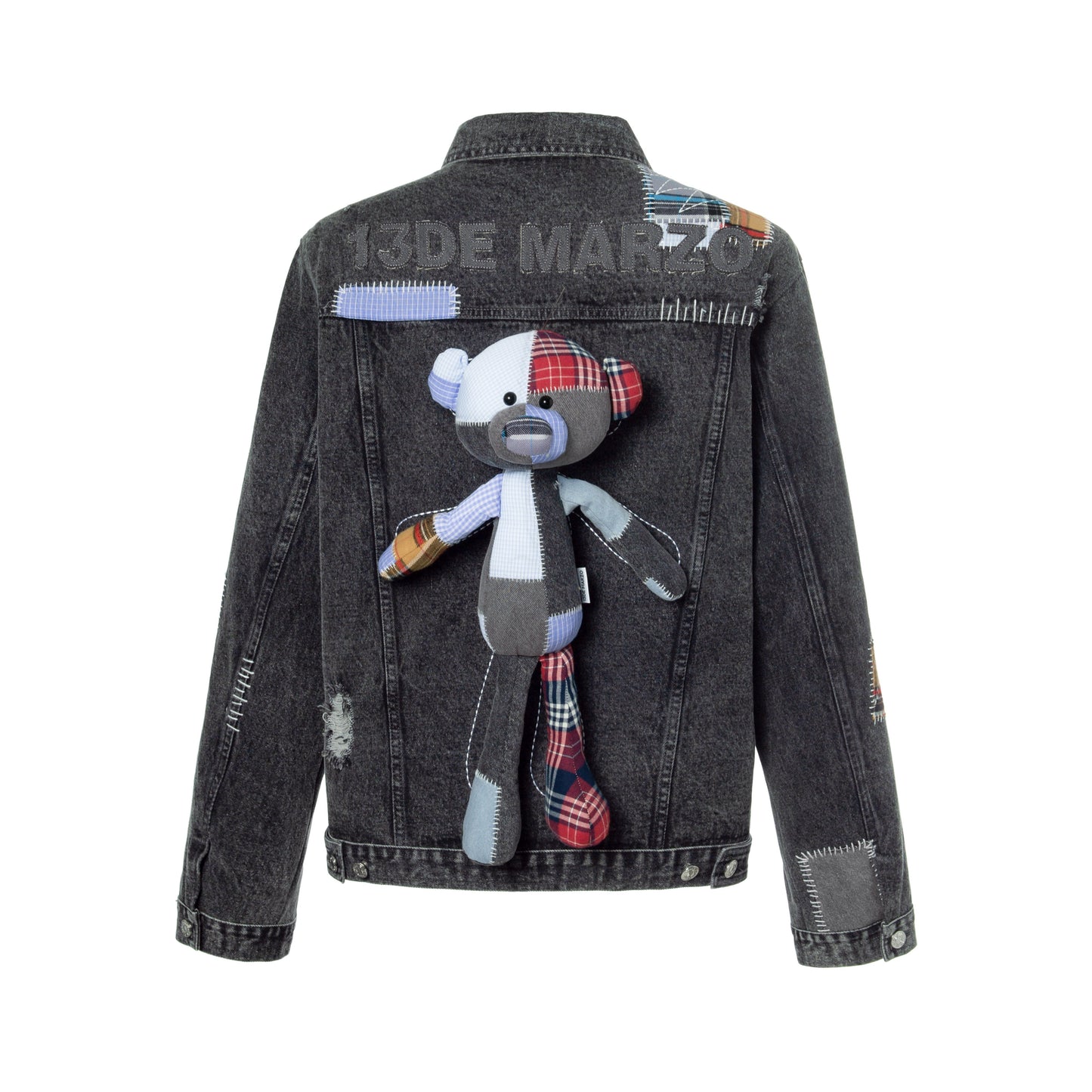 13DE MARZO Plaid Patch Denim Jacket