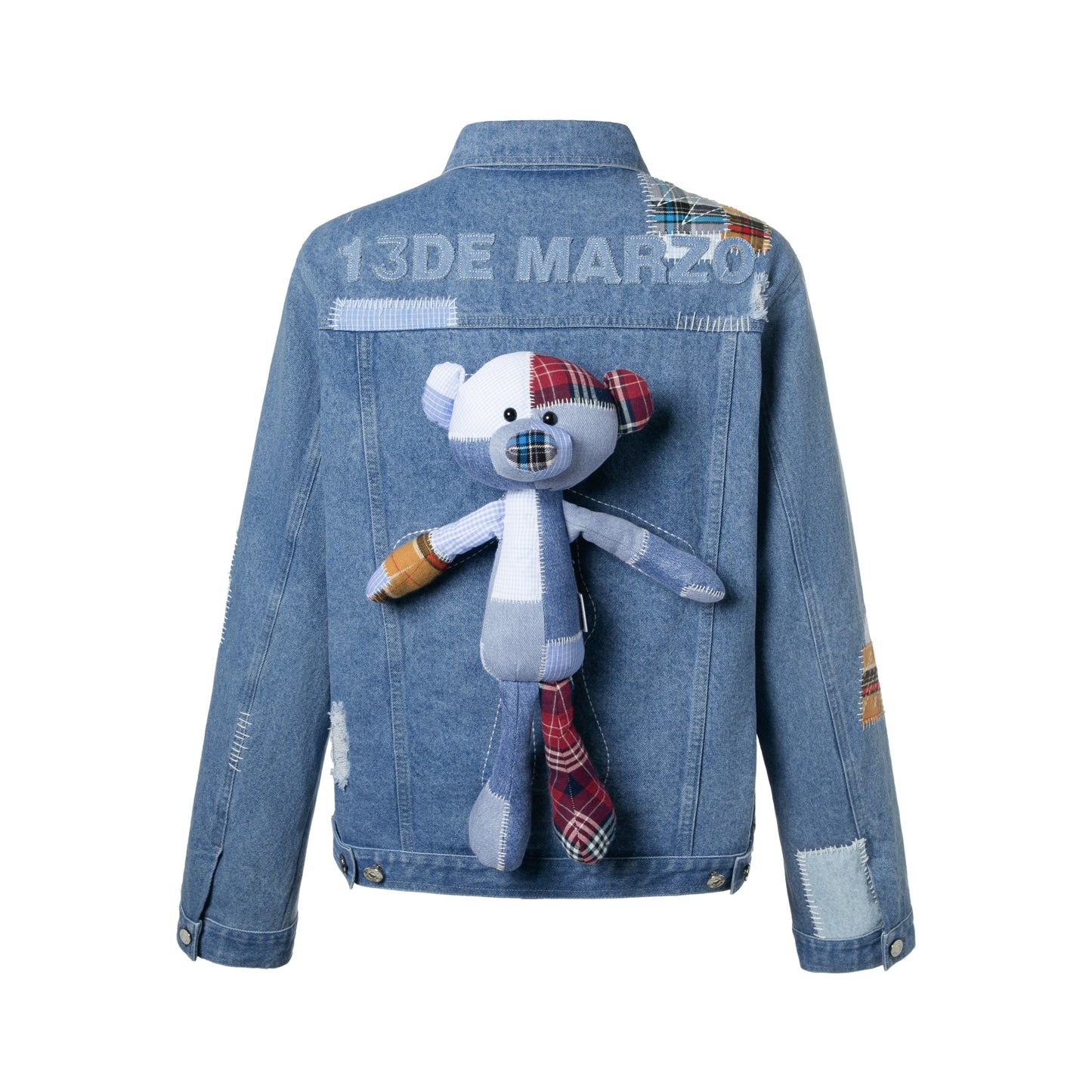 13DE MARZO Plaid Patch Denim Jacket