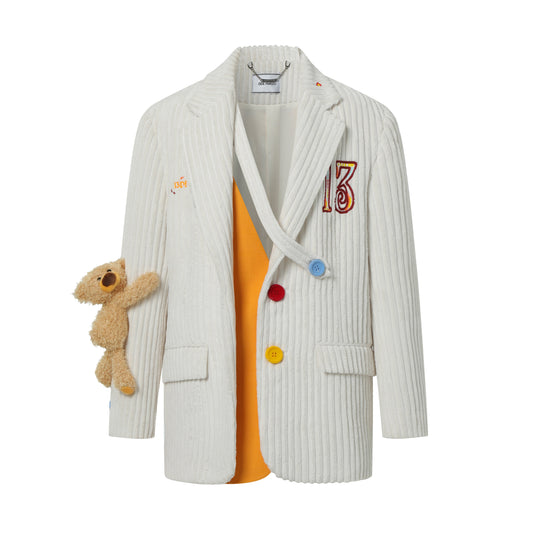 13DE MARZO Bear Corduroy Suit