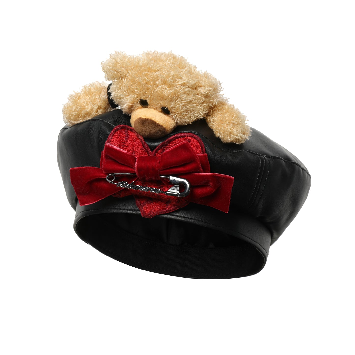 13DE MARZO Valentine Bear Leather Beret