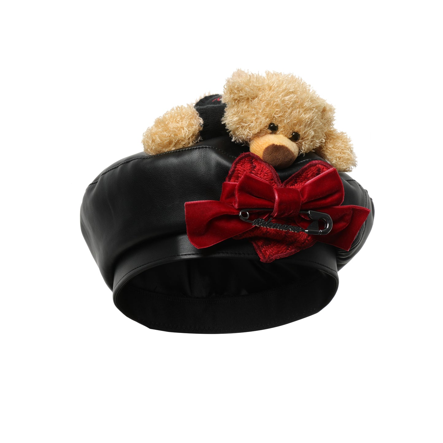 13DE MARZO Valentine Bear Leather Beret