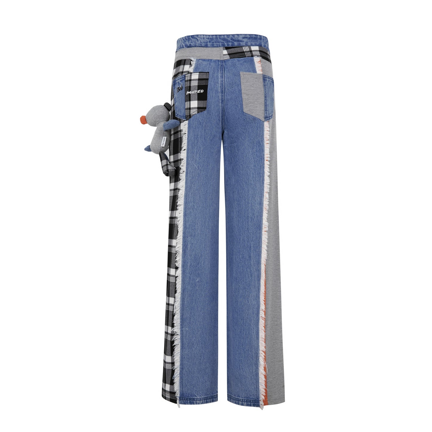 13DE MARZO Retro Plaid Patch Jeans