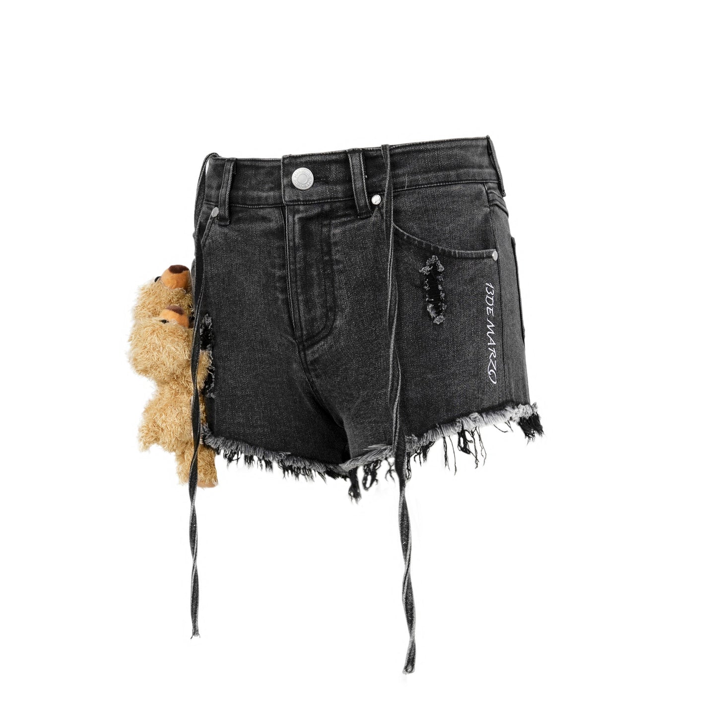 Multiple Bear Logo Denim Shorts