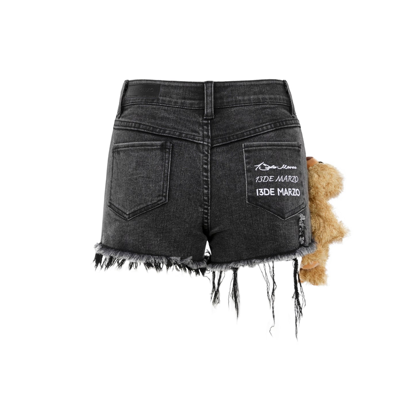 Multiple Bear Logo Denim Shorts