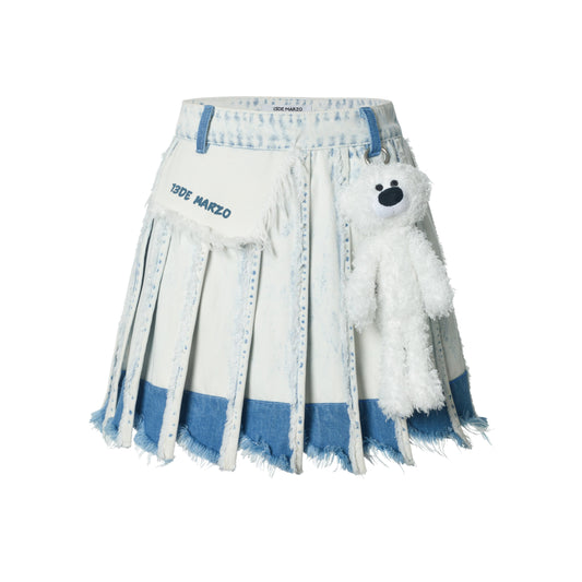 13DE MARZO Denim Pleated Skirt