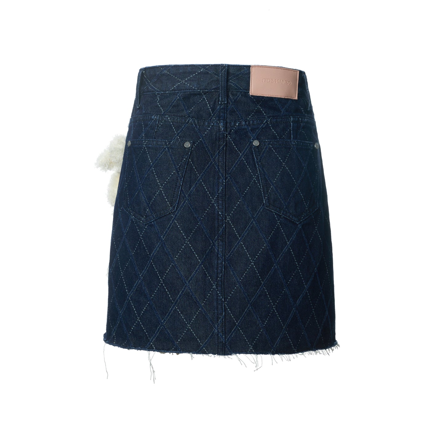 13DE MARZO Bear Diamond Check Denim Skirt